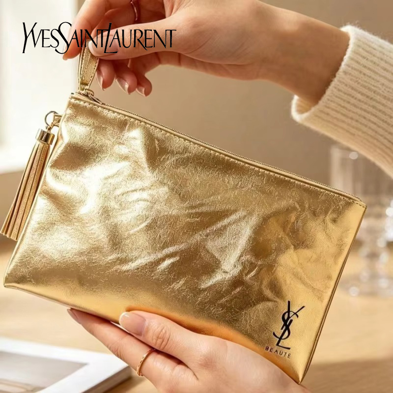 Ysl Beauty Makeup Bag - Золотая косметичка YSL, портативная водонепроницаемая многофункциональная