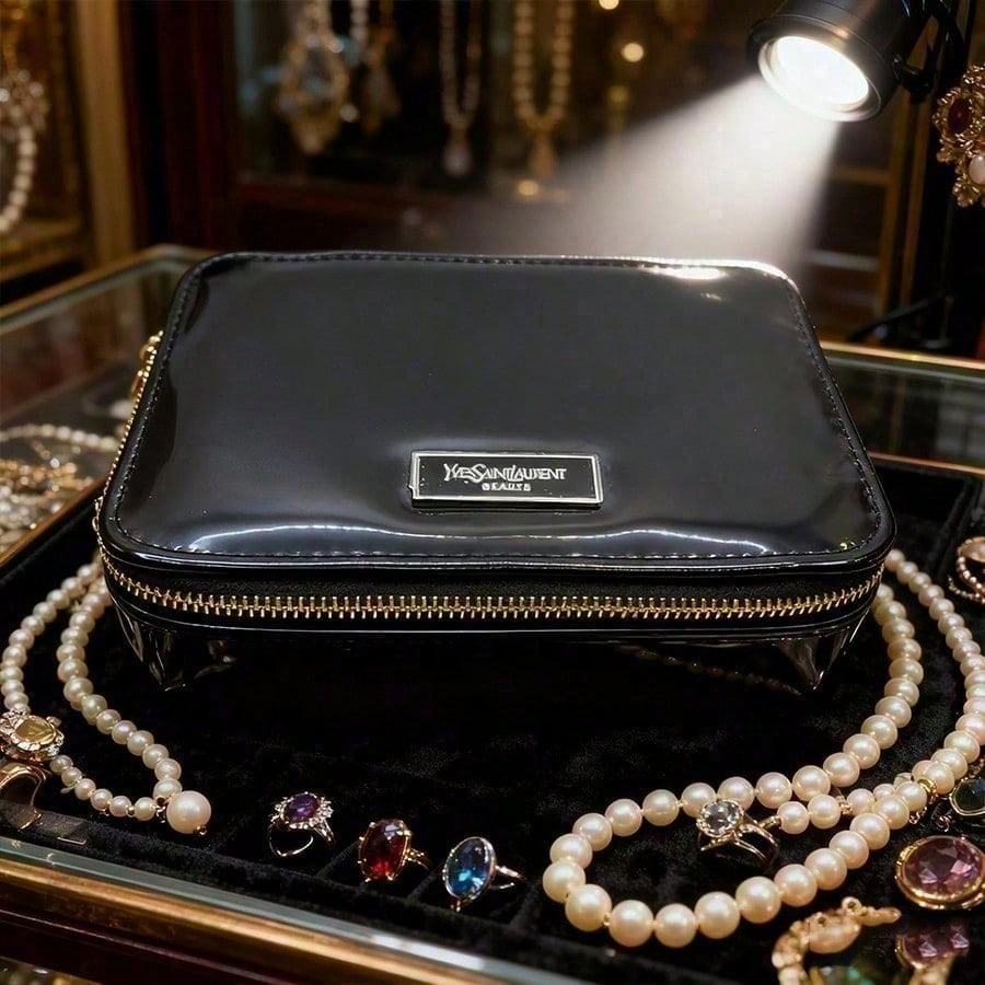 Ysl Beauty Makeup Bag - Черный глянцевый косметический футляр YSL с