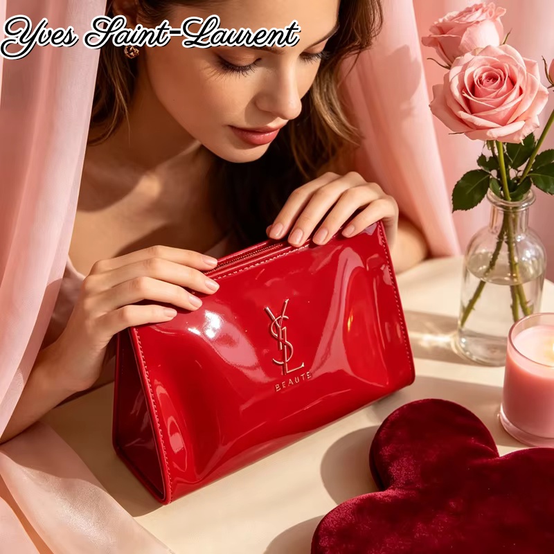Косметичка YSL из красной лаки – обзор и цена Ysl Beauty Makeup Bag