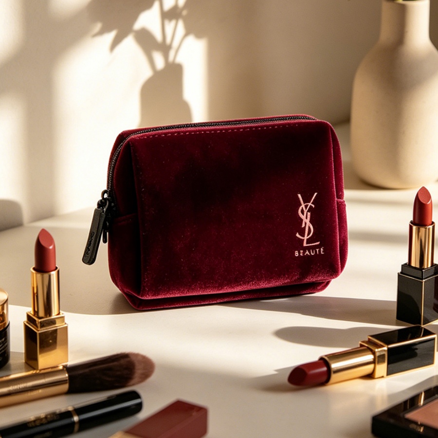 Сумка YSL, винно-красная, барх – обзор и цена Ysl Beauty Makeup Bag